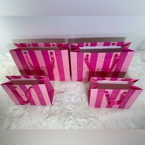Victoria's Secret Pink Striped Gift Bag 2 Large & 2 Medium Shopping Bags